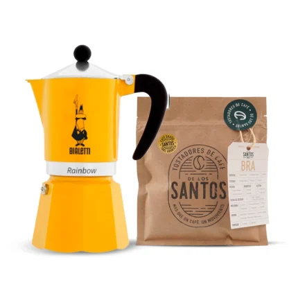 Cafetera Bialetti Rainbow + cafe de los santos